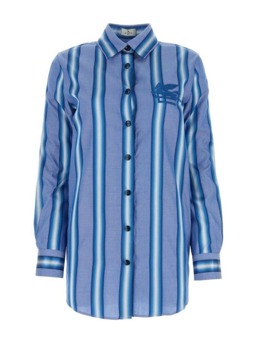 Etro Striped Cotton Shirt Light Blue Size IT 44/ US 8